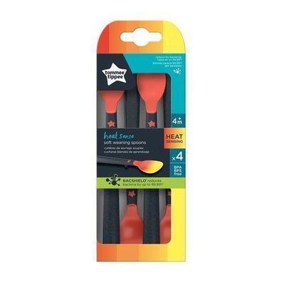 Tommee Tippee Waermesinn Loeffel-Set fuer Kleinkinder, 4-teilig, mit Waermesensor