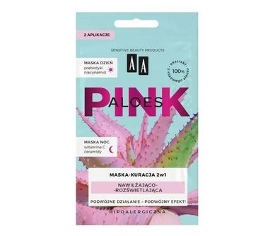 AA Aloe Pink, Feuchtigkeits- und Leuchtkraft-Maske 2-in-1 fuer Tag & Nacht, Doppe