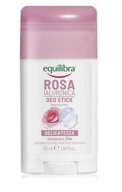 Equilibra Rosenduft-Deodorant Stick mit Hyaluronsaeure, 50 ml