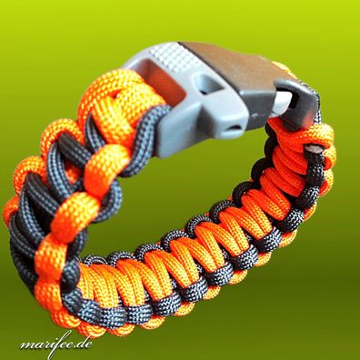 Paracord-Armband Orange-Schwarz, Notfall-Armband Art.-Nr. 13031