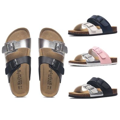 Damen Korksohle Pantoletten Schuhe Hausschuh Verstellbarer Rieme Sandalen Herren