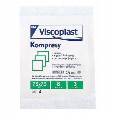 Sterilkompresse, 17-faedig, 8-lagig, 7,5x7,5 cm, 1 Packung (3 Stueck)
