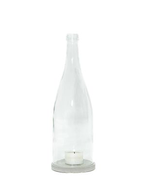 Windlicht 1 l Burgunder transparent | grauer Untersetzer