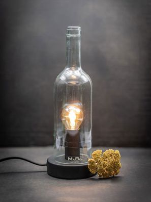 TischLampe Klassik Wein Flasche mit Korkmündung & Windlicht