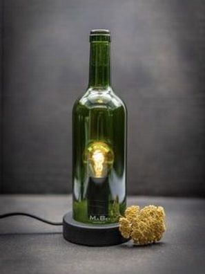 TischLampe Klassik Wein Flasche mit Korkmündung & Windlicht