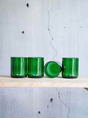Trink Glas 4er Set - 250 ml - Zukunftstrend Upcycling - wunderbares Geschenk