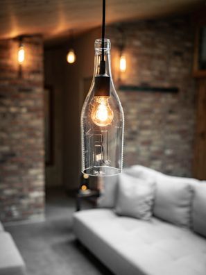 Pendelleuchte Asbach - Big Bottle aus der 3l Weinbrand Flasche mit Prägung