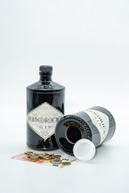 Nachhaltige SparFlasche upgecycelt aus der Hendricks Gin Flasche