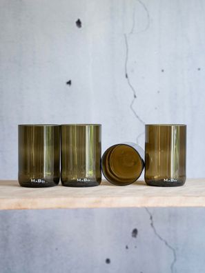 Trink Glas 4er Set -350 ml - witzig & nachhaltig, fair