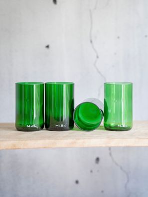 Trink Glas 4er Set -350 ml - witzig & nachhaltig, fair