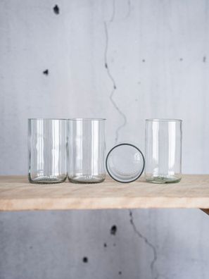 Trink Glas 4er Set -350 ml - witzig & nachhaltig, fair