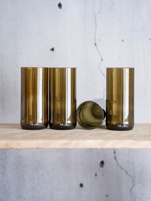 Trink Glas 4er Set - 500 ml - trinkt mit Stil & aus der leeren Flasche