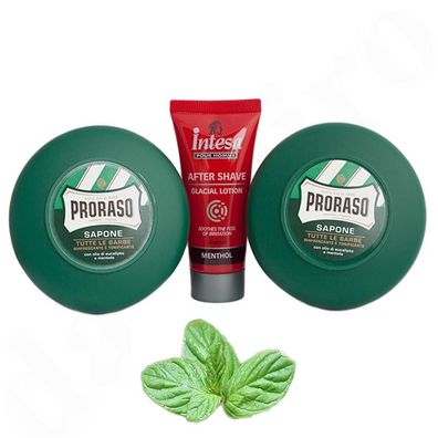 Proraso Rasierseife Tiegel Eukalyptusöl und Menthol 2x 150ml + Mini After Shave