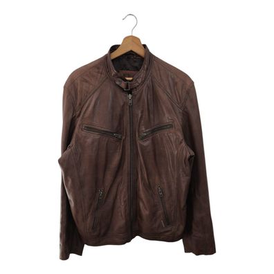 Vintage Braune Biker Lederjacke Herren Echt Nappa Leder Jacke 90s Unisex M L