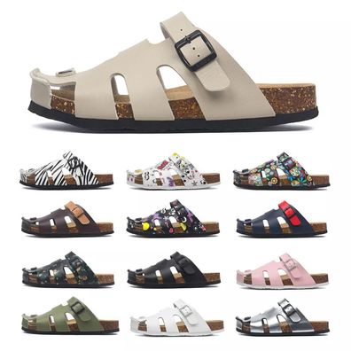 Herren Hausschuhe Korksohle Pantoletten Verstellbarer Rieme Schlappen Sandalen