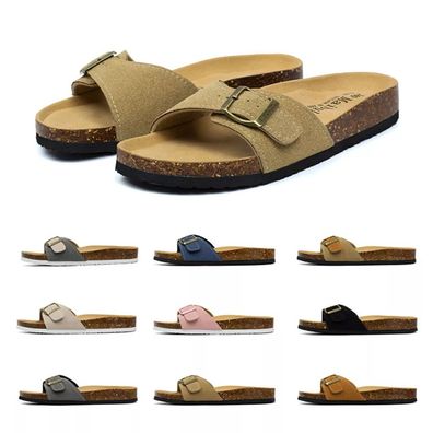 Damen Pantoletten Sandalen mit Natur Kork Frauen Slipper Gemütliche Hauslatschen