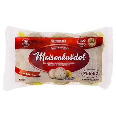 Fidelio Meisenknödel 6 Stück, 500g - Ganzjahresfutter für Wildvögel