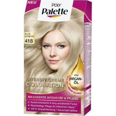 Poly Palette Haarfarbe Sanftes Helles Aschblond 418 Töne mit Argan Öl
