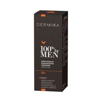 Dermika 100% Fuer Maenner 50+ Anti-Falten-Tages- und Nachtcreme, 50 ml