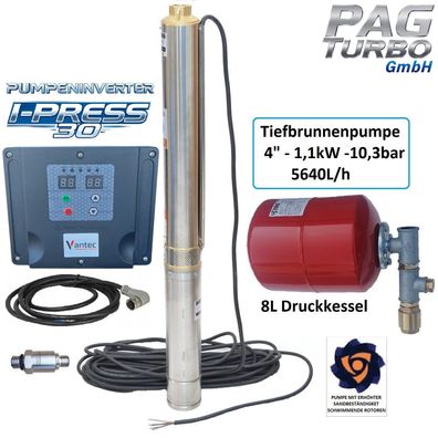 Sandverträgliche 4" Tiefbrunnenpumpe 400V - 5640L/h - 10,3bar - Pumpen Inverter