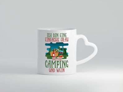 Einfache Frau Camping und Wein | Camping Frau v2 - Herz Tasse Weiß