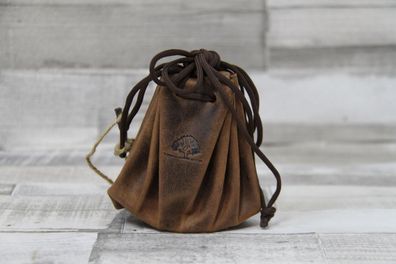 SN Greenburry Vintage Münzbeutel Ledergeldsack Münzbeutel Antikleder braun