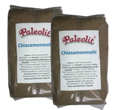 2 x 500g Chiasamenmehl Chiasamen Mehl Pulver Teilentölt Feingemahlen Glutenfrei