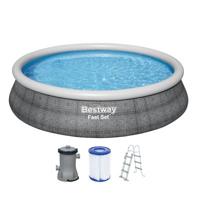 Fast Set™ Aufstellpool-Set mit Filterpumpe Ø 457 x 107 cm, Rattan-Optik (Schieferg