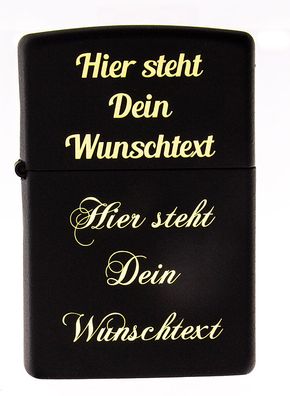 Zippo Feuerzeug schwarz matt mit Gravur