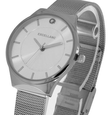 Damenuhr Excellanc Farbe silber mit Meshband 32mm