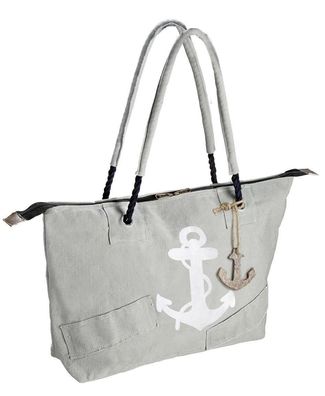 Gilde Tasche "Anker"
grau/weiß, mit Reißverschluss, Kordelgriff + Holzanker
90