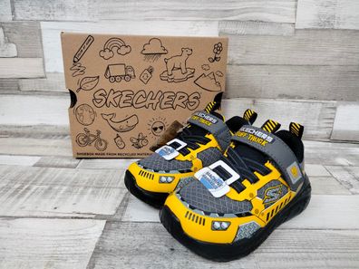 Skechers Jungen Kletthalbschuh grau/gelb mit Stretch Zierschnürung
