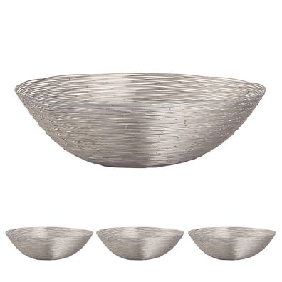 Obstkorb 4-teilig Metall ø 40 cm H 11 cm Brotkorb Obstschale rund silber Vita