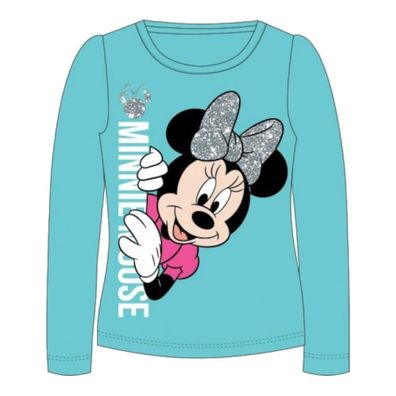 Langarm- Shirt Minnie Mouse | glitzernder Schleife & Schriftzug - Größe