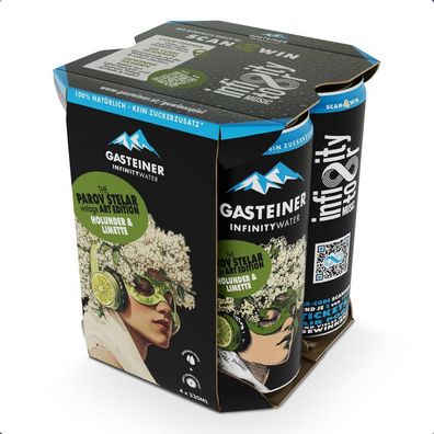 Gasteiner Mineralwasser Holunderblüten Limetten Minzegeschmack 24 x 330ml Dose