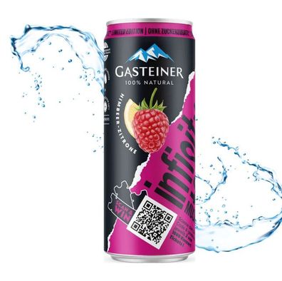 Gasteiner Mineralwasser Himbeer Zitrone Geschmack 24 x 330ml Dose