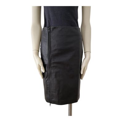 Vintage Mini Lederrock Damen 90er Y2K Echt Leder Mini Rock Schwarz 36 S
