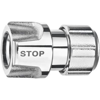 GEKA® plus Schlauchstück mit Wasserstopp 1/2 Zoll - 13 mm Messing verchromt