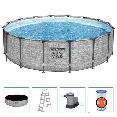 Bestway Power Steel | Swimmingpool | Komplettset | Gartenpool | 19.480 Liter