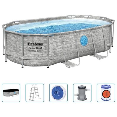 Bestway | Power Steel | Gartenpool-Set | Swimmingpool | inkl. Zubehör | 7.250 L