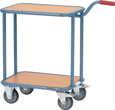 Griffroller L600xB450mm 2 Holzwerkstoffplattformen taubenblau Gesamt-Trgf.250kg