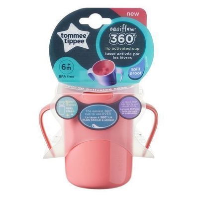 Tommee Tippee Easiflow 360* Trinklernbecher mit Griffen in Rosa, 200 ml