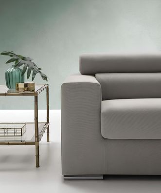Sofa 3 Sitzer Couch Moderne Luxus Polster Sitz Sofa Textil Grau Stoff Alfitalia