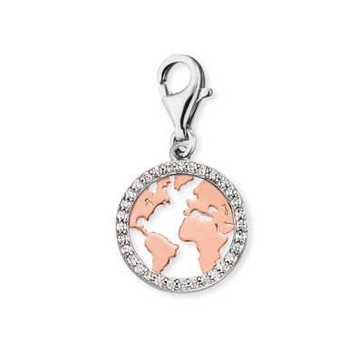 Engelsrufer Charm Anhänger Welt ERC-WORLD-BICOR-ZI Silber roségold plattiert Zirkonia
