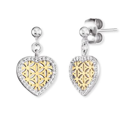 Engelsrufer Ohrstecker ERE-HEARTLIFL-ZI-BIG Silber Gold plattiert Herz-Lebensblume