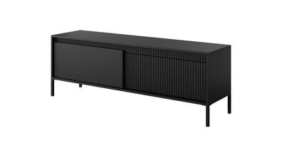 BETTSO RTV-Schrank TV-Tisch mit geriffelte Fronten SENSO 153 x 53 Schwarz