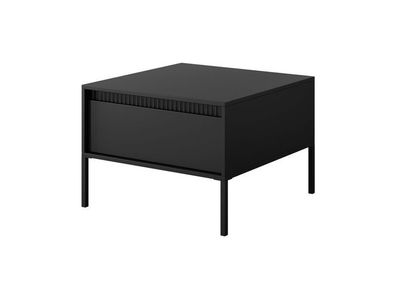 BETTSO Klein Couchtisch mit geriffelten Fronten und Schublade SENSO Schwarz