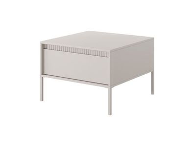 BETTSO Klein Couchtisch mit geriffelten Fronten und Schublade SENSO Beige