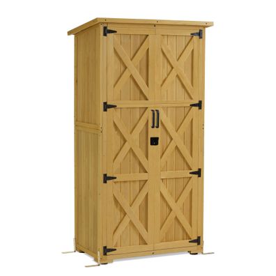 M MCombo Gartenschrank Gartenhaus Holz Wetterfest, 55×90×169cm 0878-F