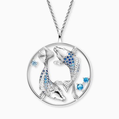 Engelsrufer Kette Yin Yang Fische ERN-FISHOCEAN-65-ZIM Silber, Zirkonia, Blau